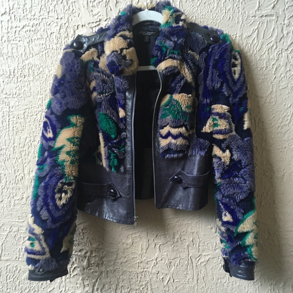 Betsey Johnson Purple and Green Bomber Jacket - Picture 4 of 12